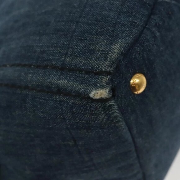 PRADA Canapa GM Hand Bag Denim Blue Gold Auth 139546 - Picture 13 of 16